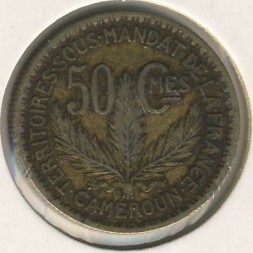 Монета Камерун 50 сентим 1926 год