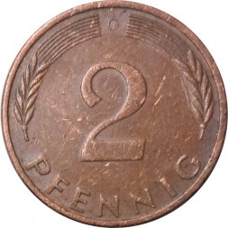 ФРГ 2 пфеннига 1975 год (G)