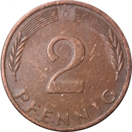 ФРГ 2 пфеннига 1975 год (G)