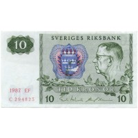 Швеция 10 крон 1987 год - Густав VI. Снежинки - VF