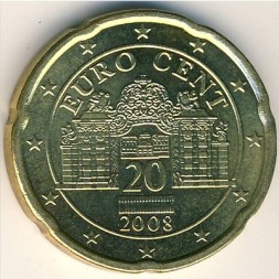Австрия 20 евроцентов 2008 год
