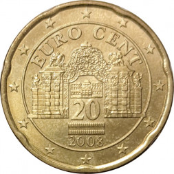 Австрия 20 евроцентов 2008 год - Дворец Бельведер