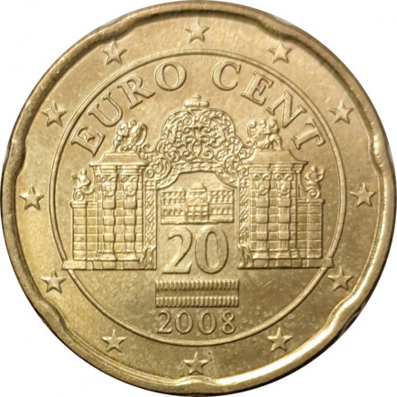 Австрия 20 евроцентов 2008 год - Дворец Бельведер