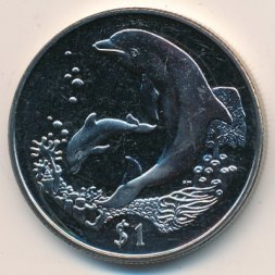 Виргинские острова 1 доллар 2005 год - Дельфины