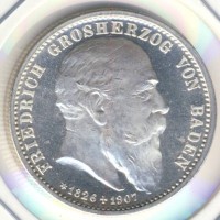 Монета Баден 2 марки 1907 год