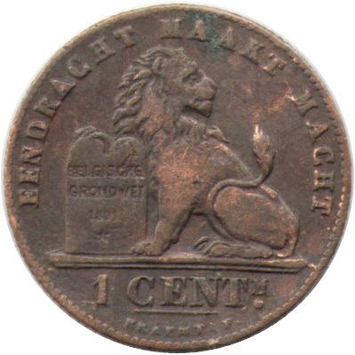 Бельгия 1 сантим 1907 год DER BELGEN