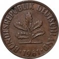 ФРГ 2 пфеннига 1961 год (D)