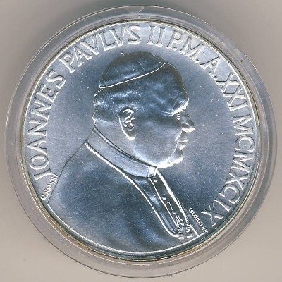 Ватикан 500 лир 1999 год - 70 лет Независимости Ватикана (UNC)