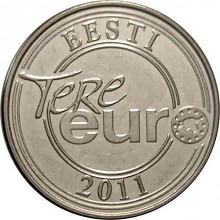 Монетовидный жетон из стартового евркомплекта. Эстония. TERE EURO Здравствуй, евро! 2011 год