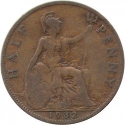 Великобритания 1/2 пенни 1932 год