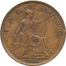 Великобритания 1 фартинг 1931 год