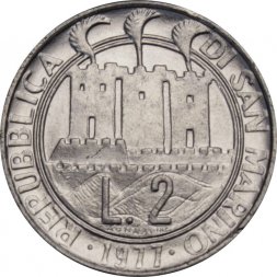 Сан-Марино 2 лиры 1977 год