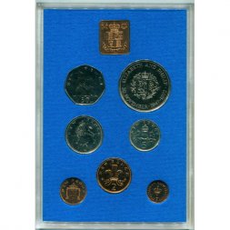 Набор из 7 монет и жетона Великобритания 1972 - Королевская серебряная свадьба (proof)