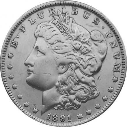 США 1 доллар 1891 год - Морган (без отметки монетного двора)