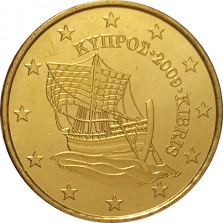 Кипр 50 евроцентов 2009 год - Судно &quot;Кирения&quot;