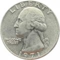 США 25 центов (1/4 доллара) 1971 год - Джордж Вашингтон (без отметки МД)