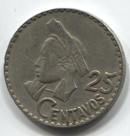 Гватемала 25 сентаво 1970 год