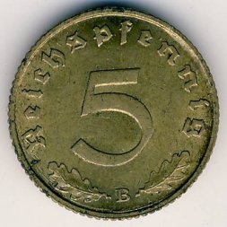 Третий Рейх 5 рейхспфеннигов 1939 год (B)