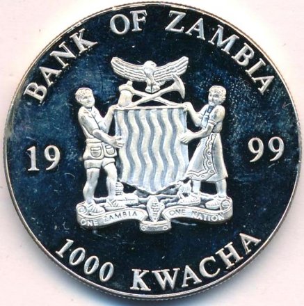 Замбия 1000 квача 1999 год - 5 евро (лицевая сторона)