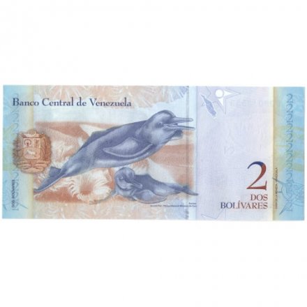 Венесуэла 2 боливара 2008 год - Франсиско де Миранда. Амазонские дельфины UNC