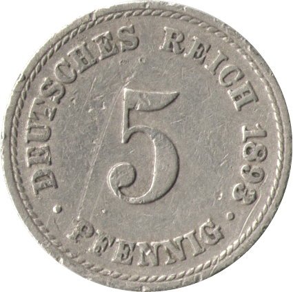 Германия 5 пфеннигов 1893 год (A)