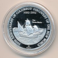 Монета Теркс и Кайкос 20 крон 1991 год
