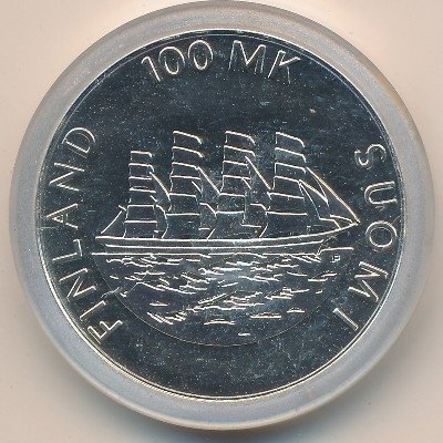 Финляндия 100 марок 1991 год - 70 лет автономии Аландских островов