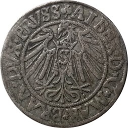 Пруссия 1 грош 1541 Герцог Альбрехт Бранденбург-Ансбахский Гогенцоллерн. Кёнигсберг VF+