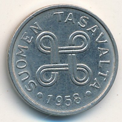 Финляндия 1 марка 1958 год