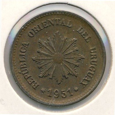 Уругвай 2 сентесимо 1951 год