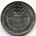 Колумбия 1000 песо 2016 год - Морская черепаха