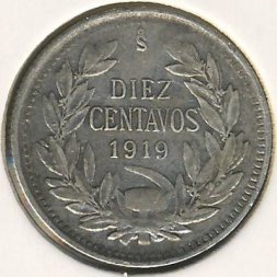 Чили 10 сентаво 1919 год