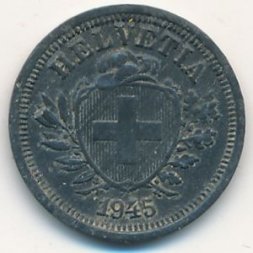Швейцария 1 раппен 1945 год