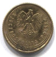 Монета Польша 1 грош 2017 год