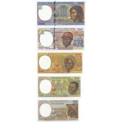 Набор из 5 банкнот Габон (Центральная Африка) 2000 год - литера L - UNC