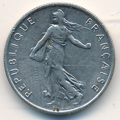 Франция 1/2 франка 1975 год