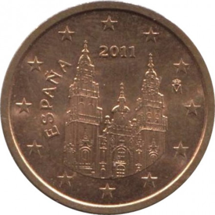 Испания 2 евроцента 2011 год - Кафедральный собор Сантьяго-де-Компостела