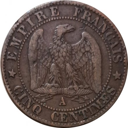 Франция 5 сантимов 1862 год (А)