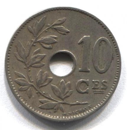 Бельгия 10 сантимов 1928 год BELGIQUE