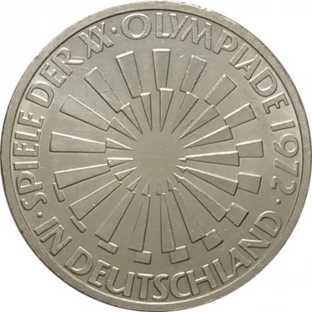 ФРГ 10 марок 1972 год - XX летние Олимпийские Игры, Мюнхен 1972 - Эмблема &quot;In Deutschland&quot; (F)