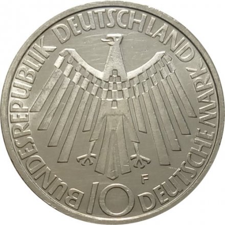 ФРГ 10 марок 1972 год - XX летние Олимпийские Игры, Мюнхен 1972 - Эмблема &quot;In Deutschland&quot; (F)