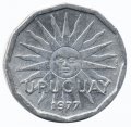 Уругвай 2 сентесимо 1977 год - Солнце