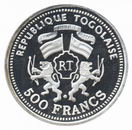 Того 500 франков 2001 год - Исчезающие виды - Тигр