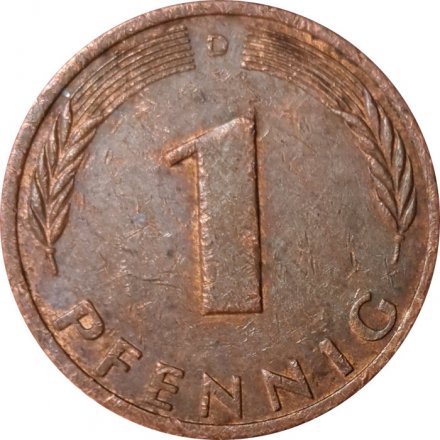 ФРГ 1 пфенниг 1980 год (D)