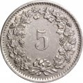 Швейцария 5 раппенов 1971 год