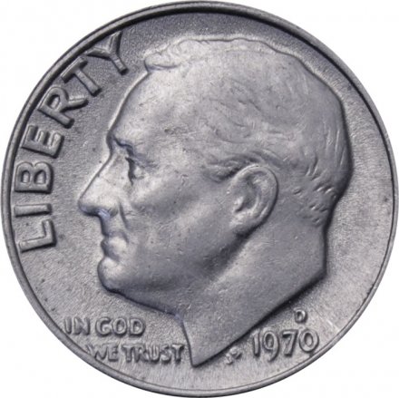 США 1 дайм (10 центов) 1970 год - Франклин Рузвельт (D)