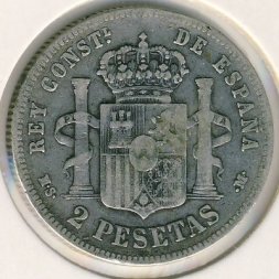 Испания 2 песеты 1881 год