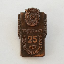 Значок 25 лет Трест № 43 Новгородхимстрой