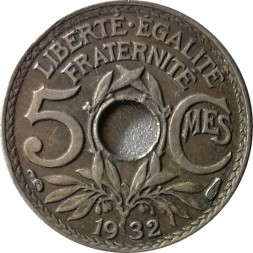 Франция 5 сентим 1932 год