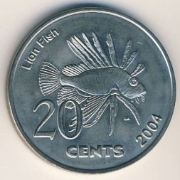 Монета Кокосовые острова 20 центов 2004 год